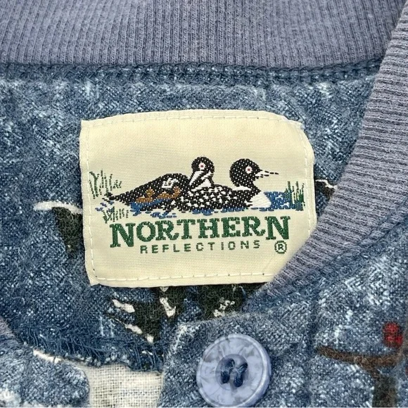 Vtg Flannel Northern Reflections One Piece Pajamas Adult Large Open Backside - Picture 8 of 14